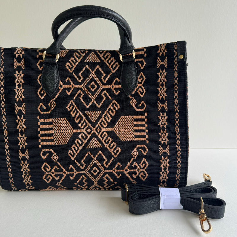 The Bayu Tote Bag ~ Black Mocha Ikat