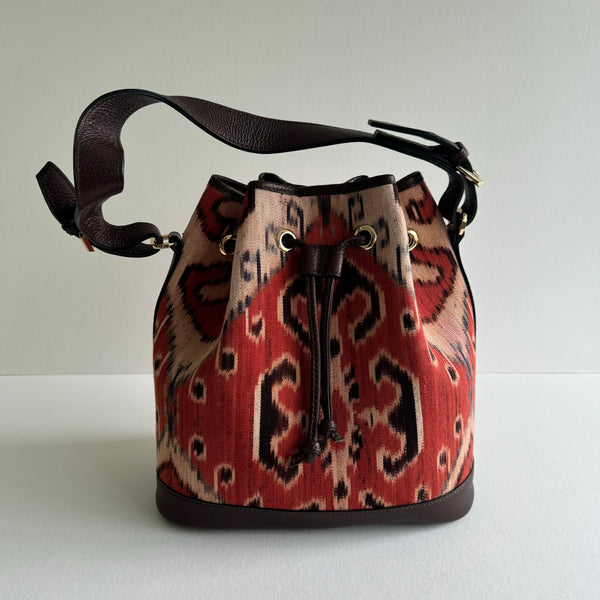 The Flores Bucket Bag ~ Copper Brown Ikat