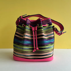 The Flores Bucket Bag ~ Purple Green Ikat