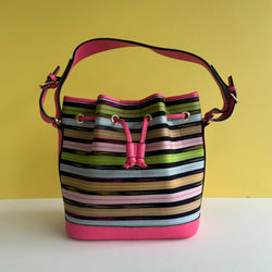 The Flores Bucket Bag ~ Black Stripe Ikat