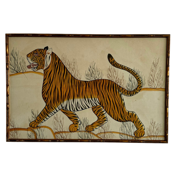 Hand painted Tiger Art from India with Bamboo frame  ~ various