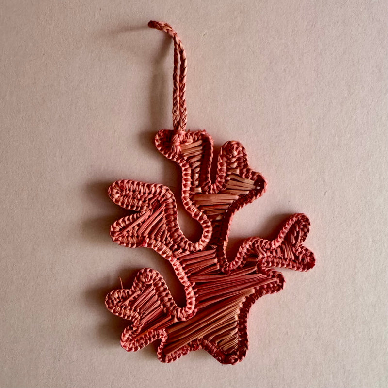 Iraca Palm Christmas Ornament Coral