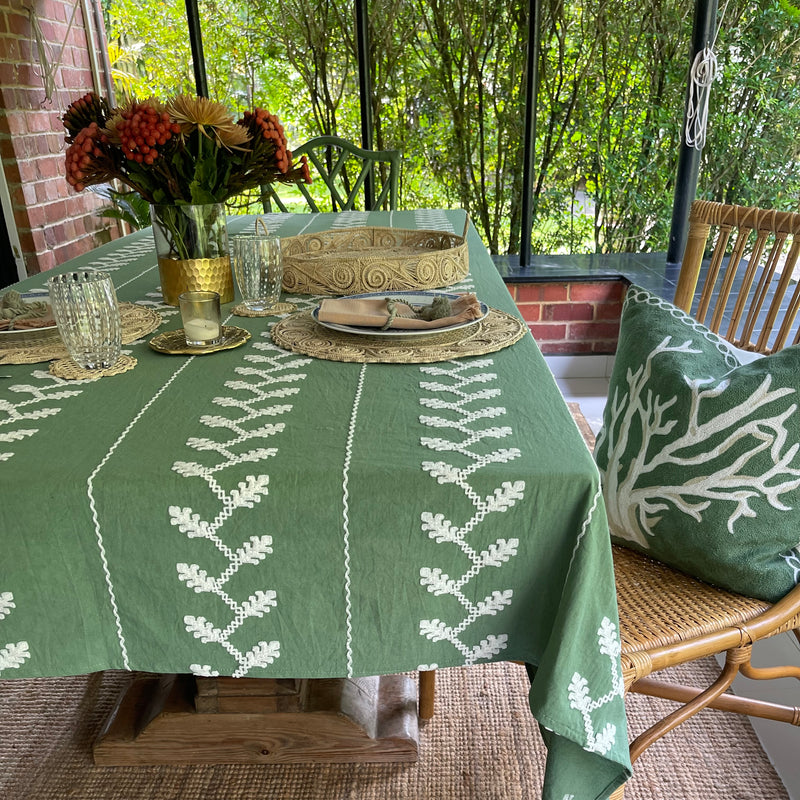 Priya Embroidered Cotton Tablecloth ~ various colours