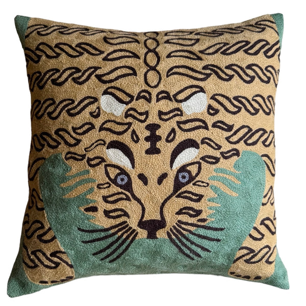 Bengal Tiger Cushion Cover ~ sage green