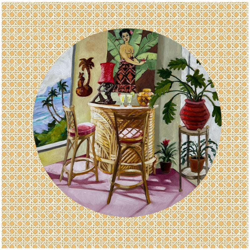 TIKI BAR ALOHA ~ Original Oil Painting by Petra Pinn