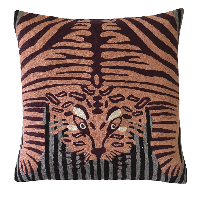 Bengal Tiger Cushion Cover ~ Pink Stripe - The Jungle Emporium